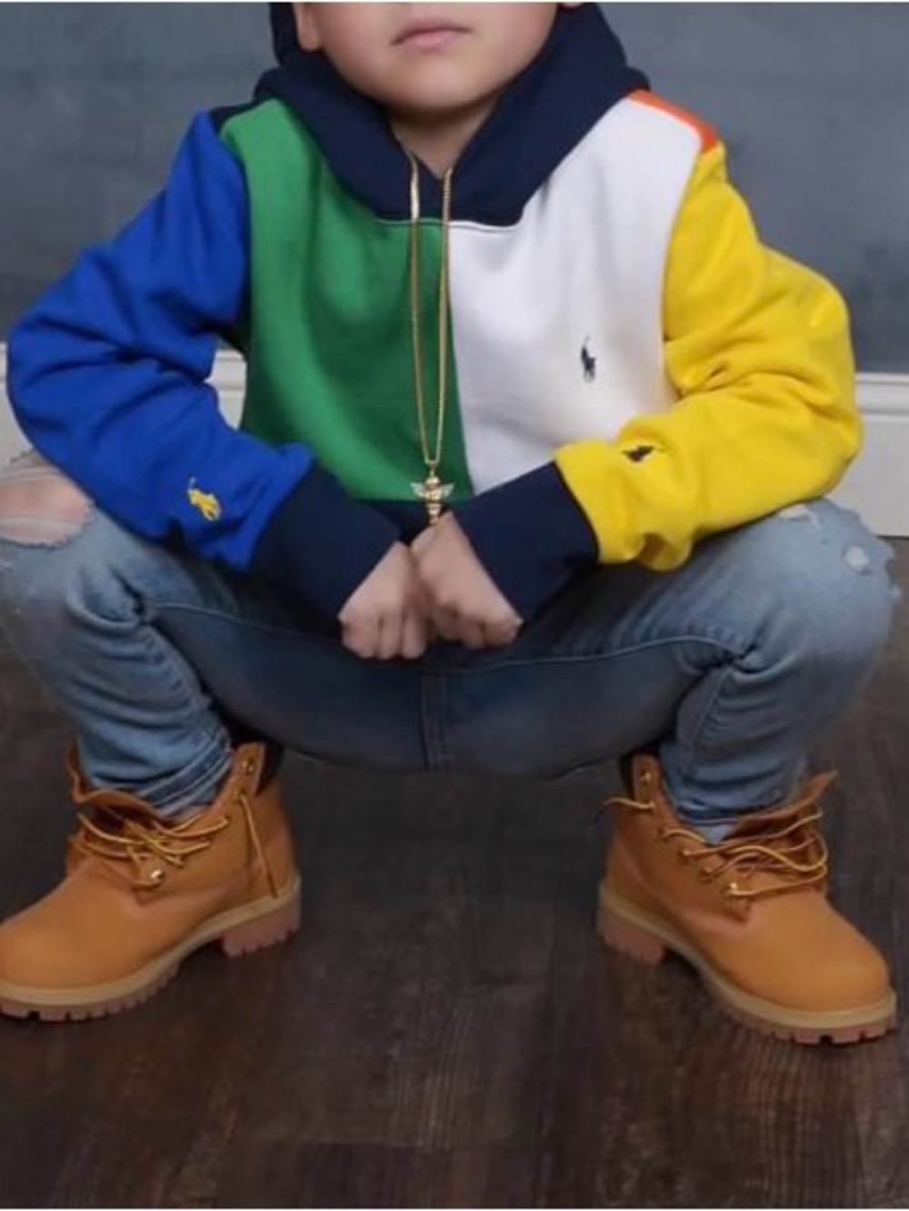 Polo by Ralph Lauren Kids Colorblock Hoodie - Green/Blue/White/Yellow